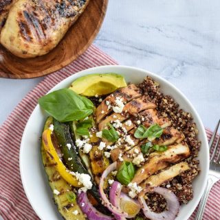 Healthy meal prep grilled chicken grain bowls