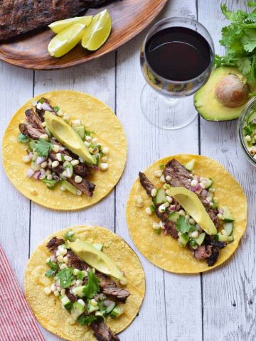 Steak Tacos With Cucumber and Corn Salsa