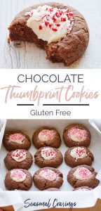 Gluten-free chocolate thumbprint cookies.