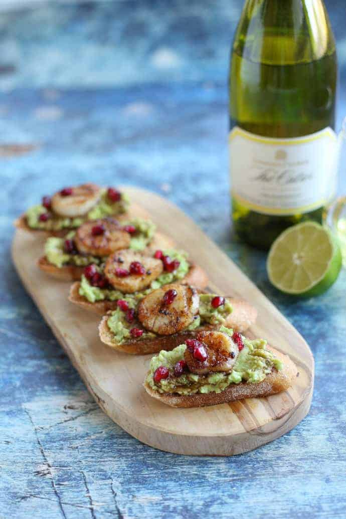 Crostini with Scallops and Avocado