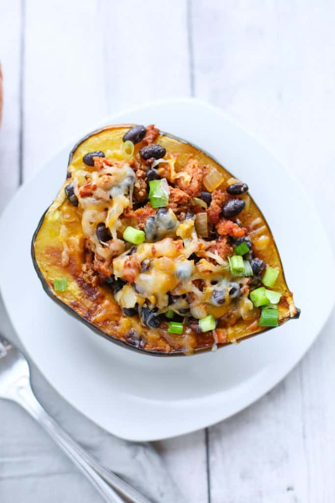 Sausage Stuffed Acorn Squash close up