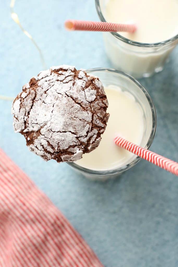 Chocolate Crinkle Cookies with milk