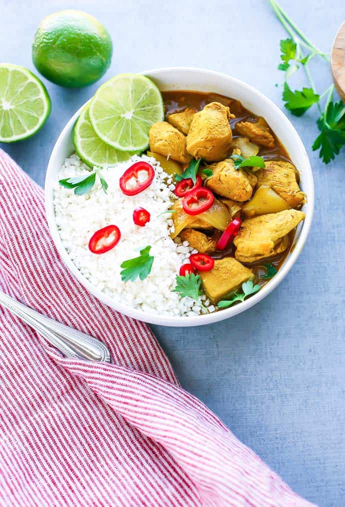 Instant Pot yellow curry with lime and peppers