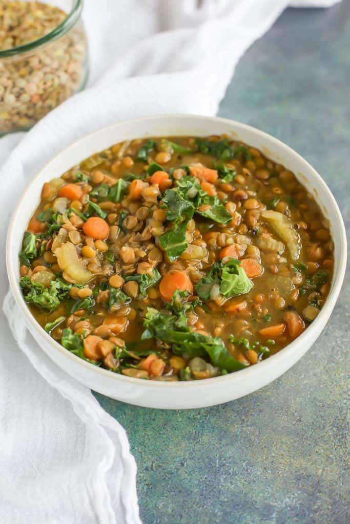 Instant Pot Lentil Soup with kale