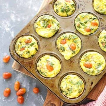 Quiche Cups with Kale and Prosciutto in muffin pan