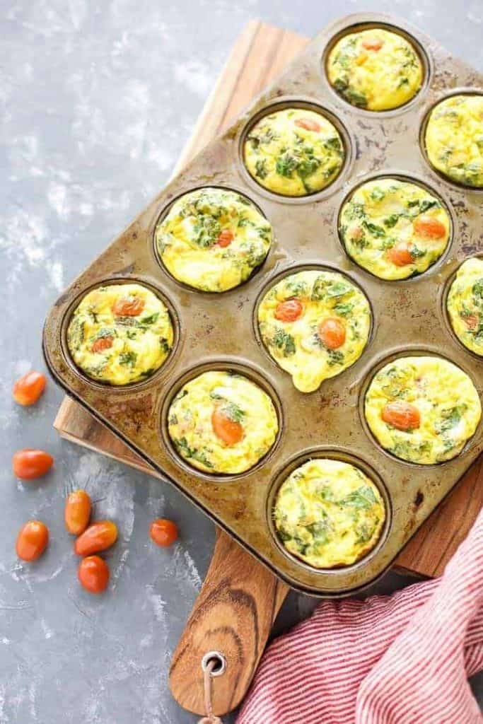 Quiche Cups with Kale and Prosciutto in muffin pan