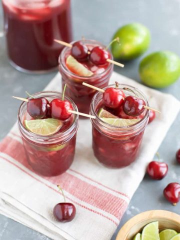 Cherry Margaritas with cherry garnish