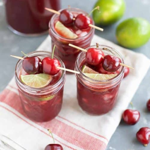 Cherry Margaritas with cherry garnish