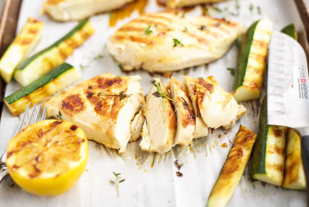 Grilled Lemon Thyme Chicken on a sheet pan