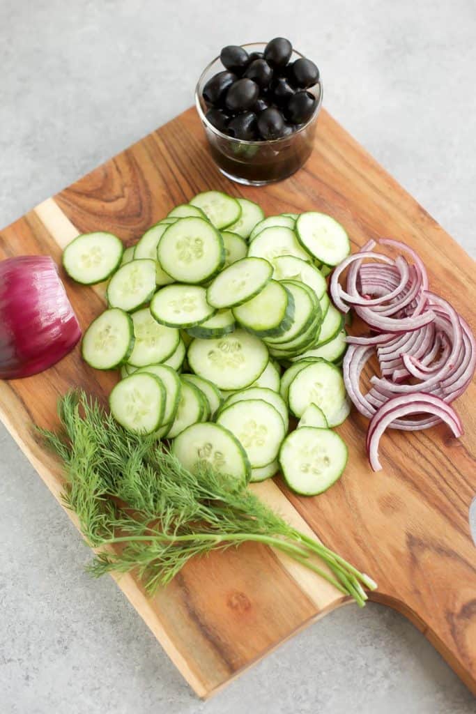 ingredients for cucumber salad {keto}