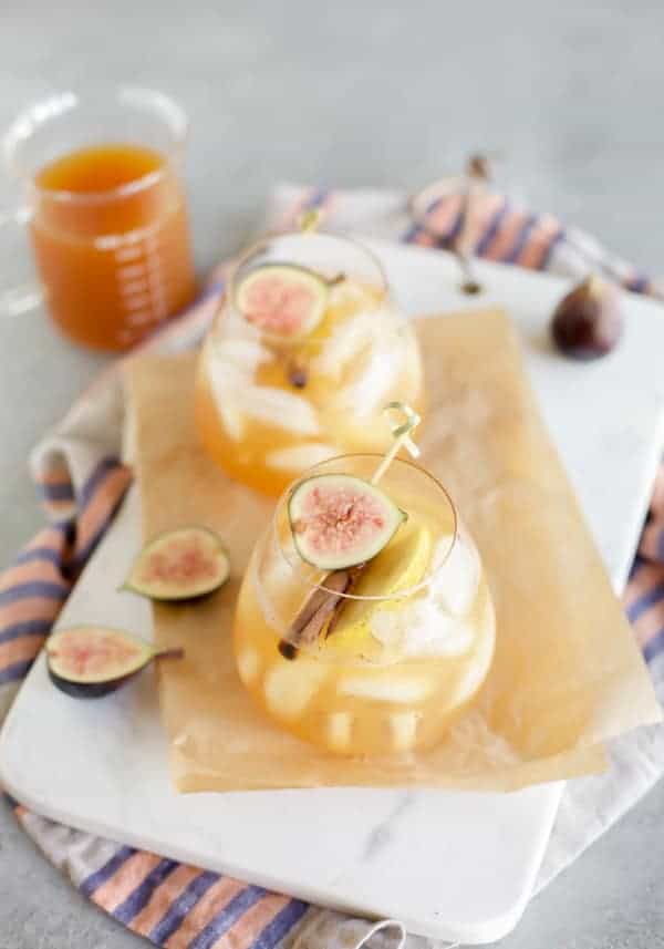 apple cider and vodka cocktail with figs