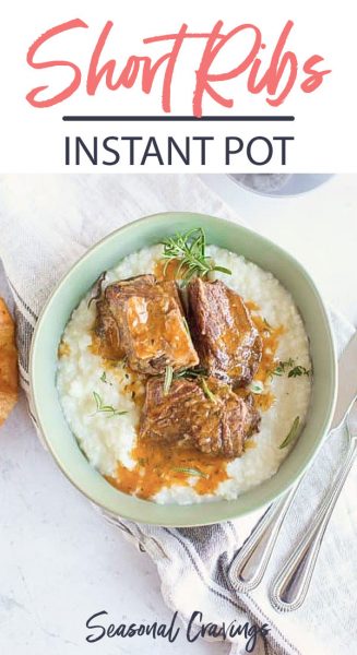 This description highlights the keyword "instant pot short ribs" and eliminates the keyword "no wine":

"Delicious instant pot short ribs cooked to perfection.