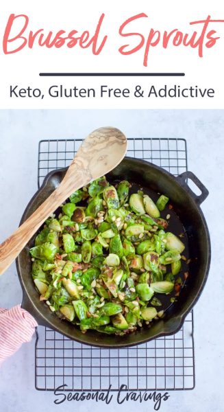 Sauteed Brussels Sprouts in a skillet - keto, gluten-free & addictive.