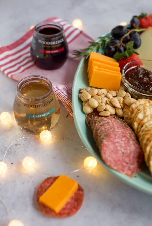 cheese platter with wine