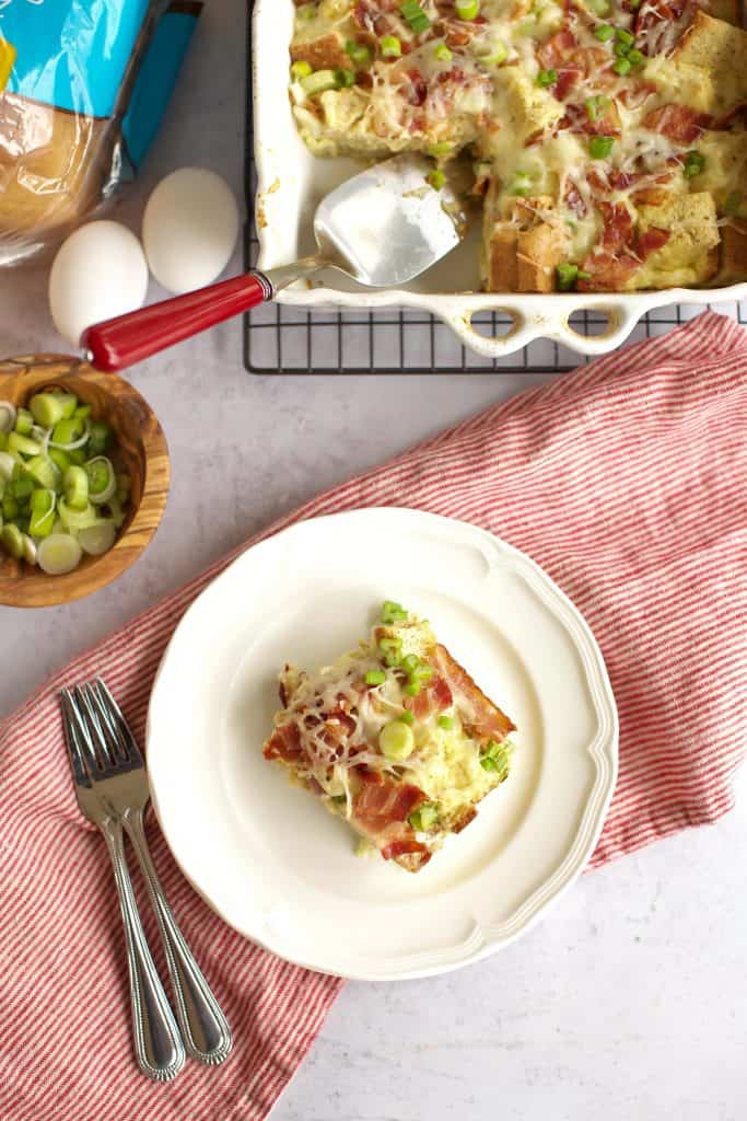 gluten free breakfast casserole on a white plate