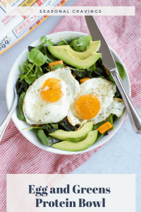 This recipe features an egg and greens protein bowl, packed with nutritious ingredients to fuel your day.