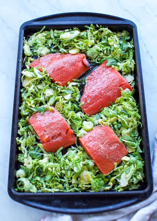 uncooked sheet pan salmon