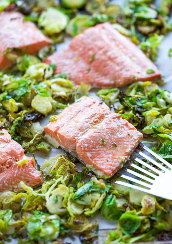 sheet pan salmon with a spatula