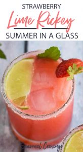 A refreshing summer cocktail, the Strawberry Lime Gin Rickey is like a burst of strawberry and lime flavors in a glass.