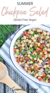 This vegan and gluten-free summer chickpea salad is the perfect dish to enjoy on a warm day.