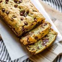 baked zucchini bread with slices cut