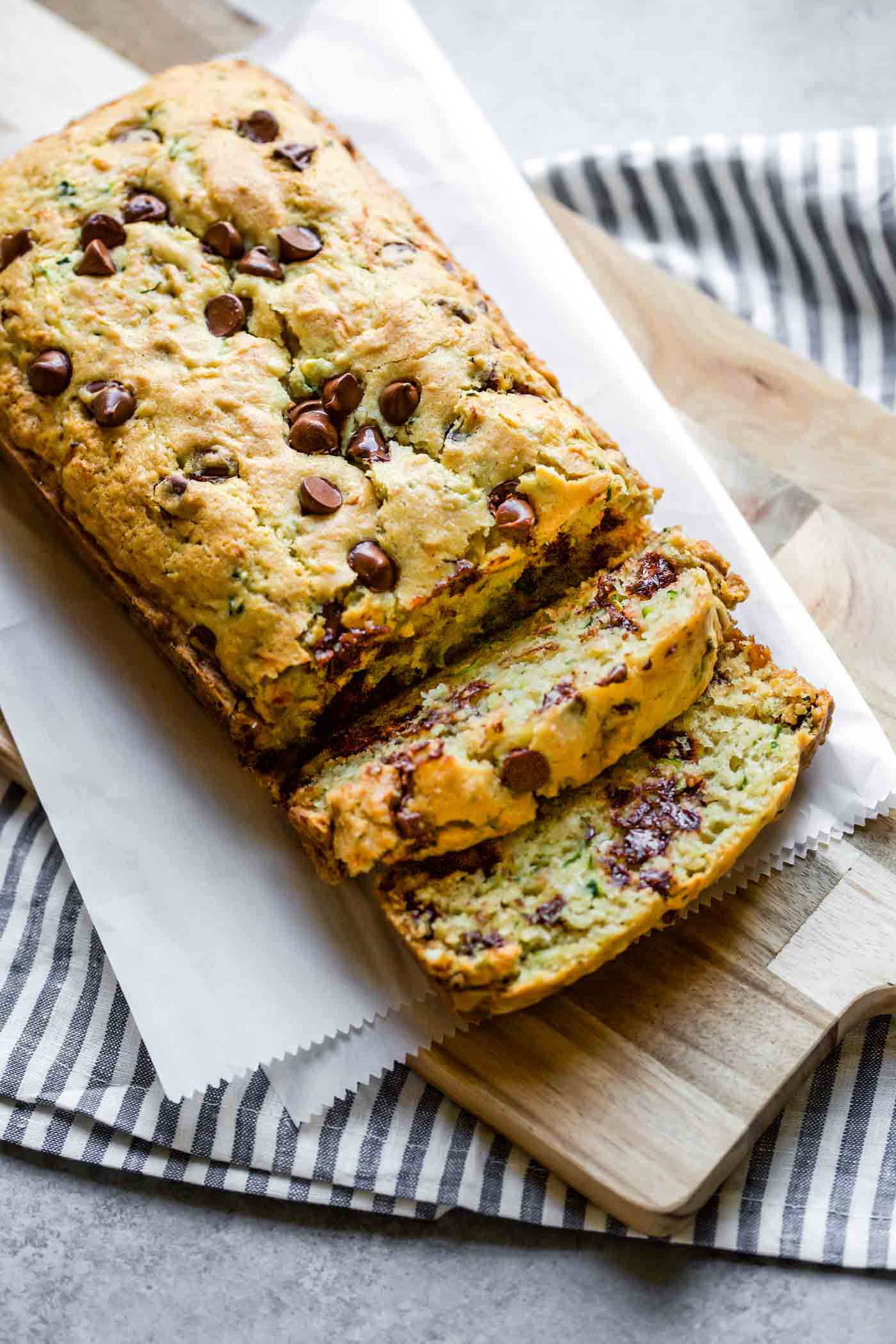 baked zucchini bread with slices cut