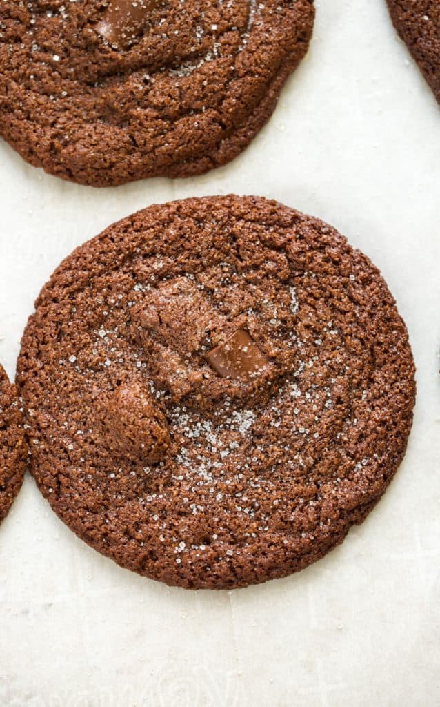 gluten free chocolate cookies on parchment paper