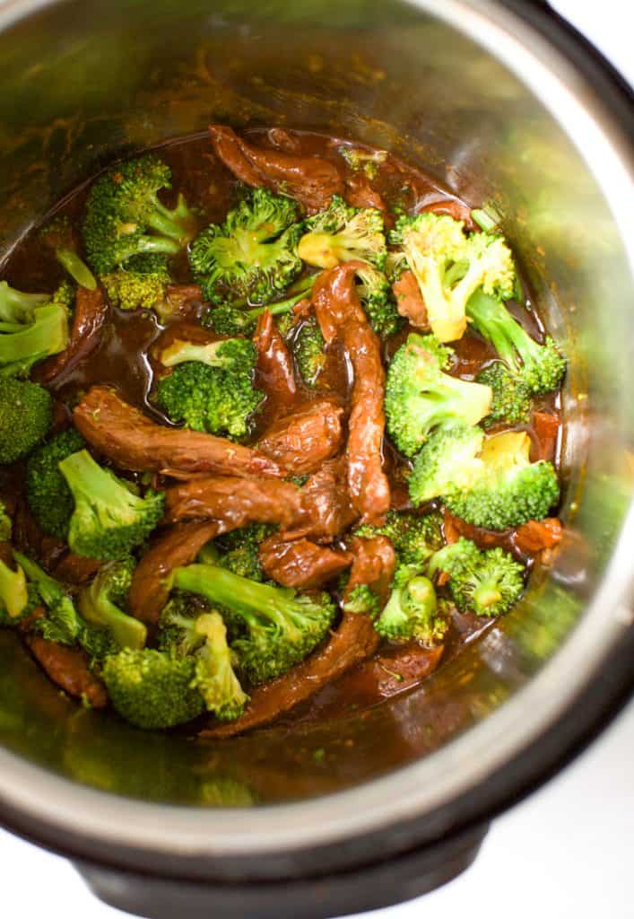 beef and broccoli in instant pot close up