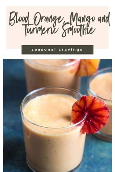 Blood orange and mango smoothie with a hint of turmeric.