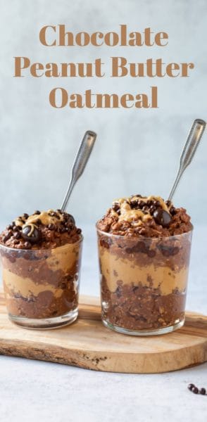 Delicious and comforting chocolate peanut butter oatmeal.