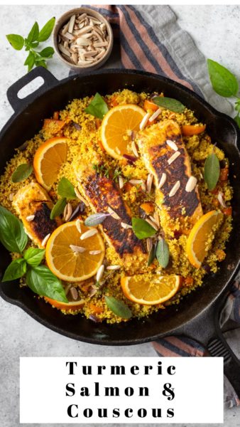 salmon and couscous with turmeric
