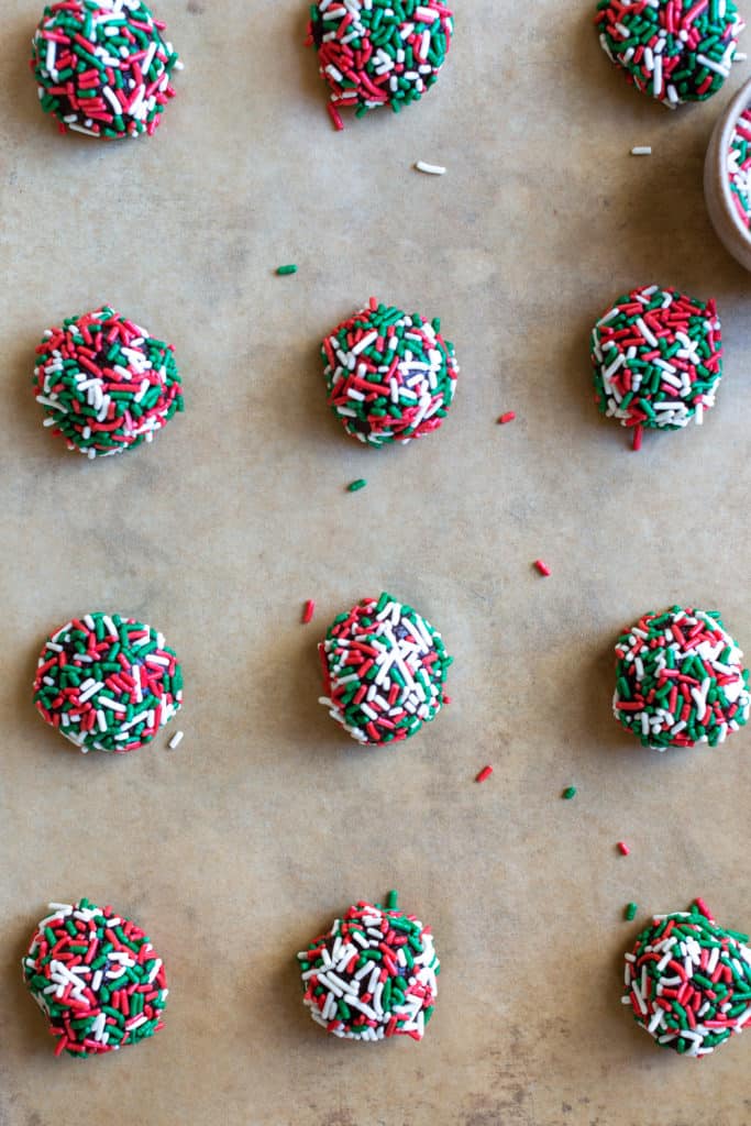 raw chocolate cookies balls with sprinkles