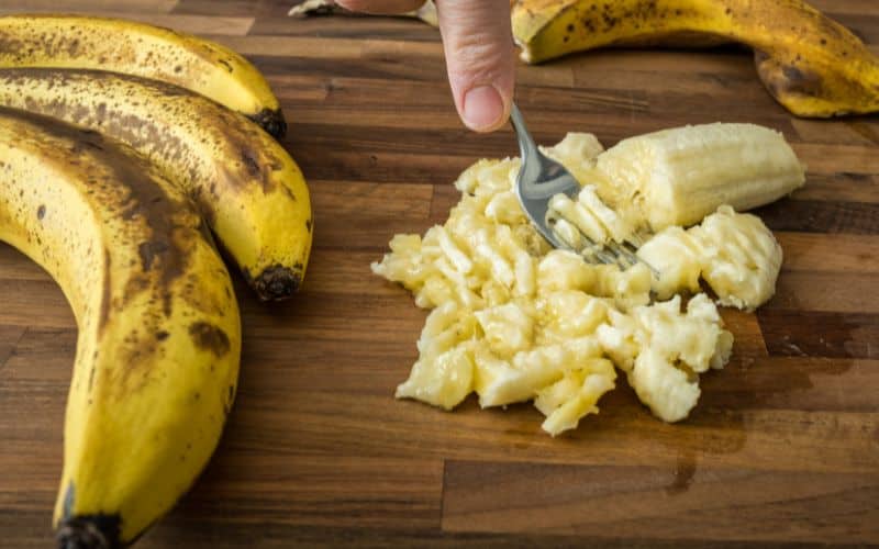 mashing bananas with a fork