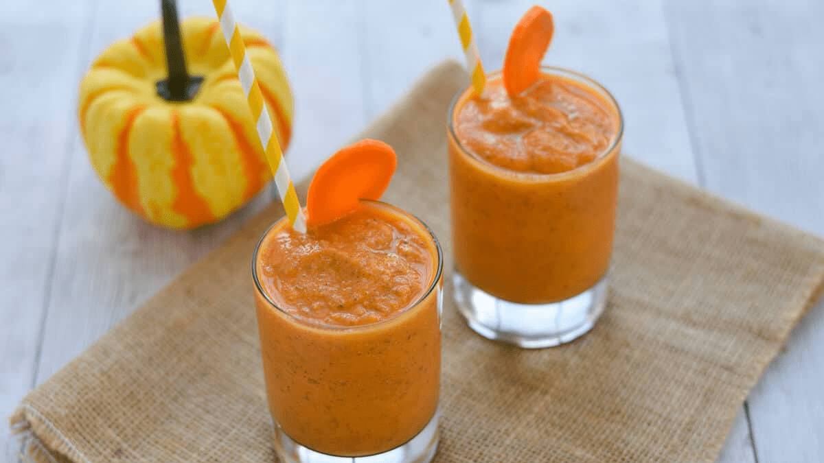 Mango Carrot Chia Smoothie in a glass