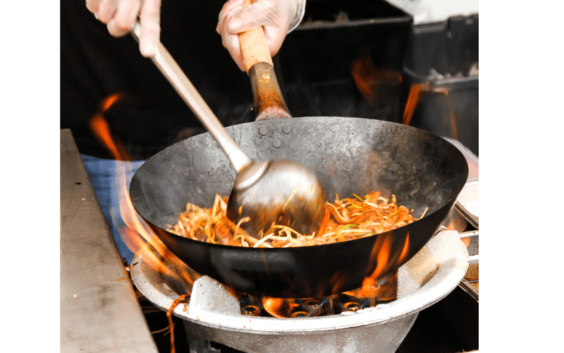 cooking in a wok