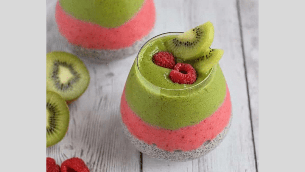 kiwi and raspberry chia pudding