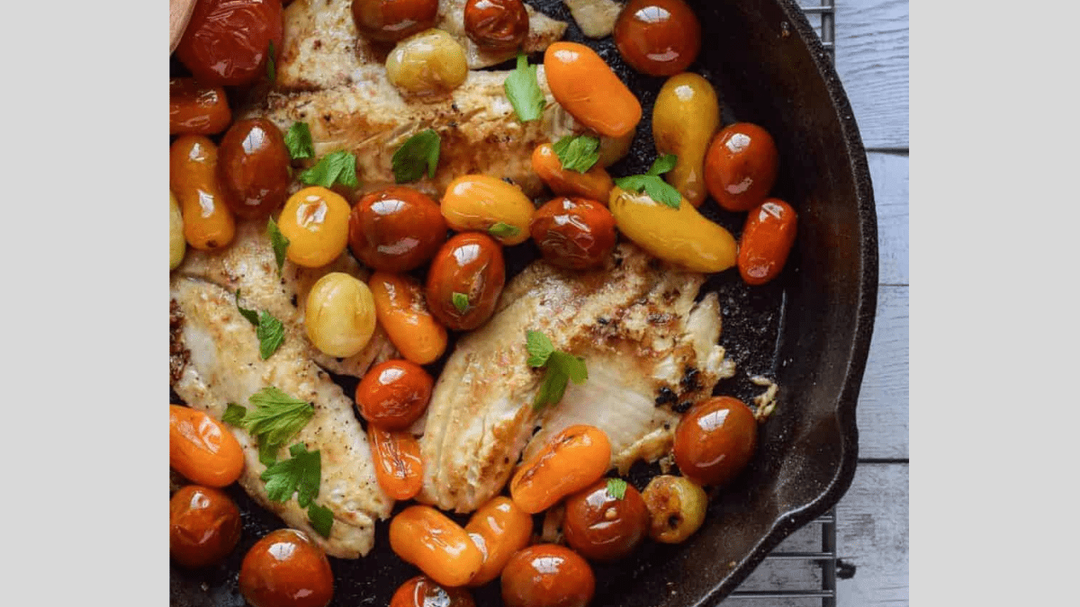 easy whole30 skillet tilapia with tomatoes