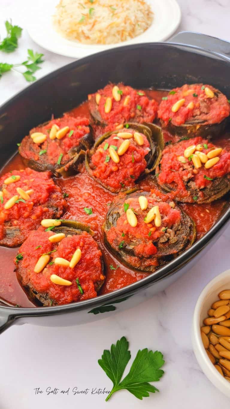 Lebanese Beef Stuffed Artichokes closeup