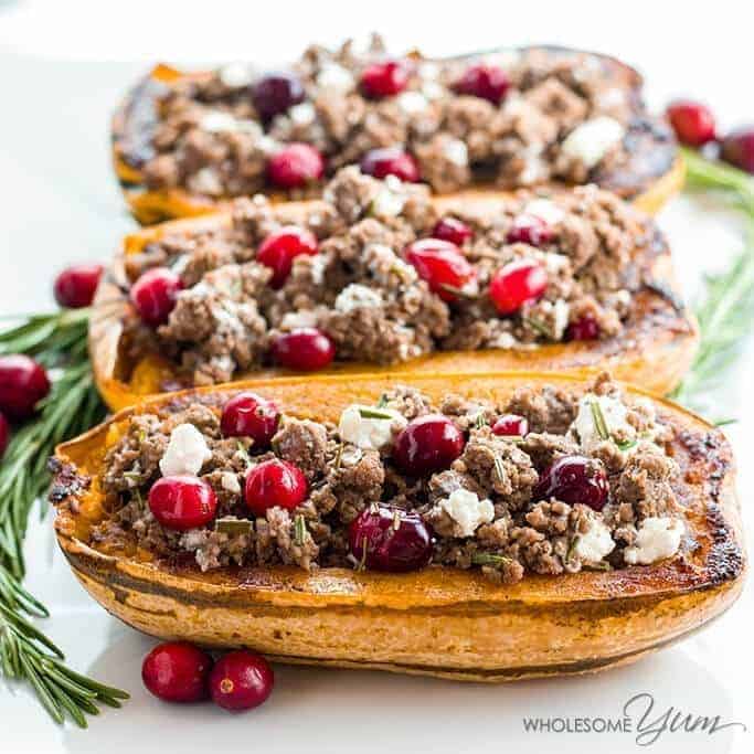 Stuffed Delicata Squash with Beef & Cranberries