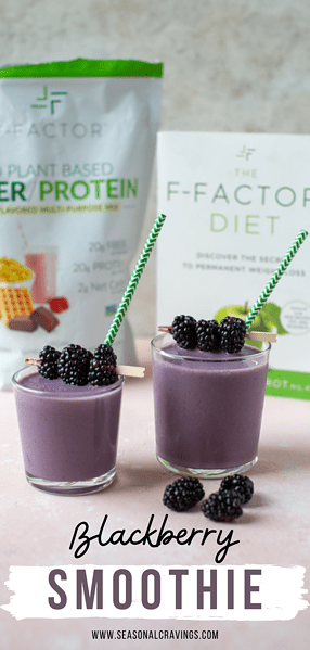 A delicious blackberry smoothie packed with the goodness of berries and a boost of protein powder.