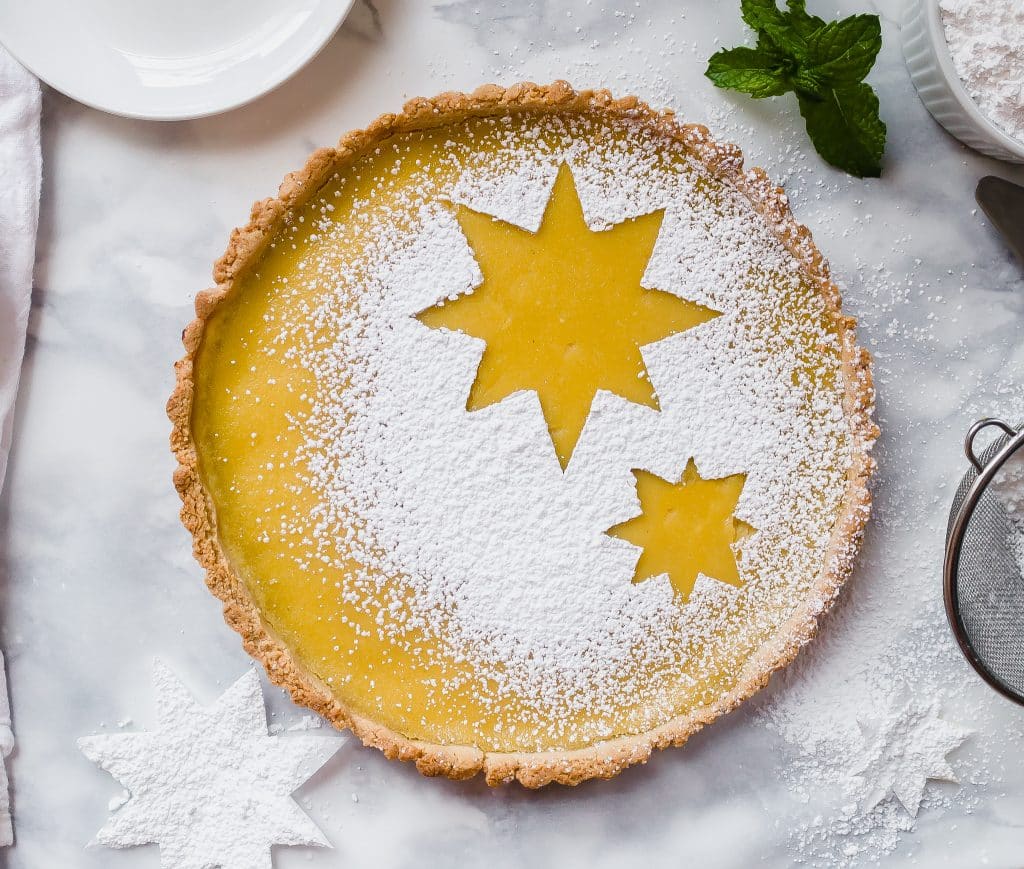 passionfruit tart with almond crust