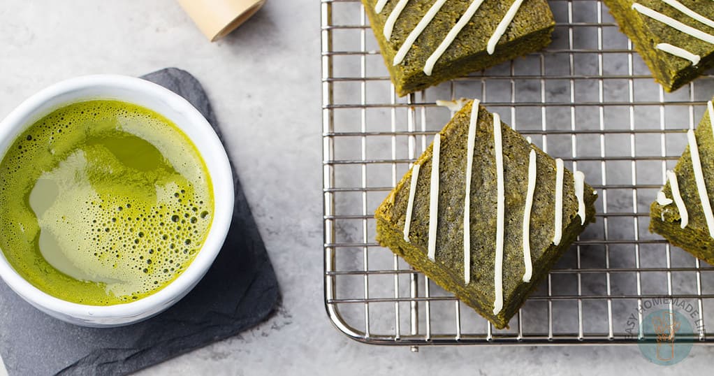 matcha brownies on a cooling rack