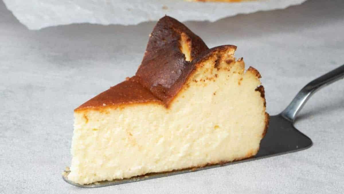 A slice of Basque Burnt Cheesecake