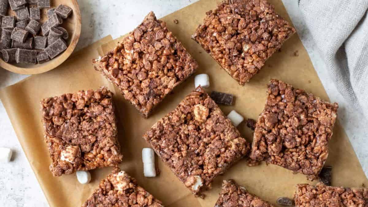 Chocolate Caramel Rice Krispie Treats