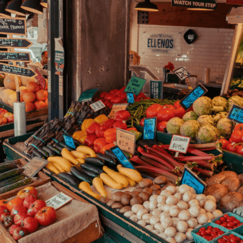 fruits and vegetables at the market