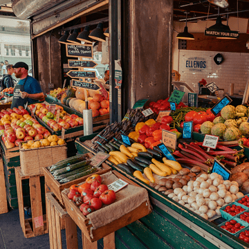 fruits and vegetables at the market