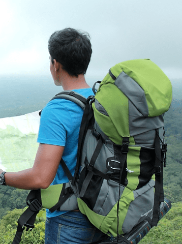 man hiking with backpack