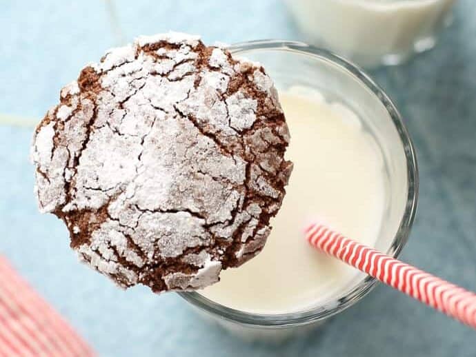 Chocolate Crinkle Cookies with milk