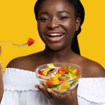 woman eating a salad