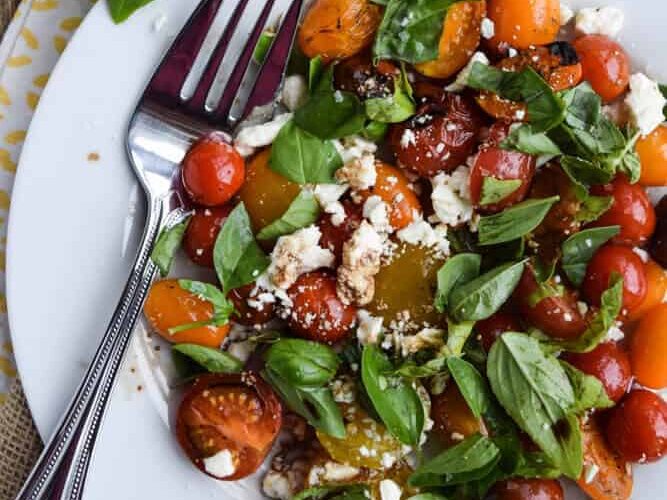 Grilled Tomato Salad With Feta and Basil